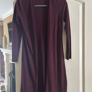White House Black Market Deep Burgundy Long Sleeve Duster